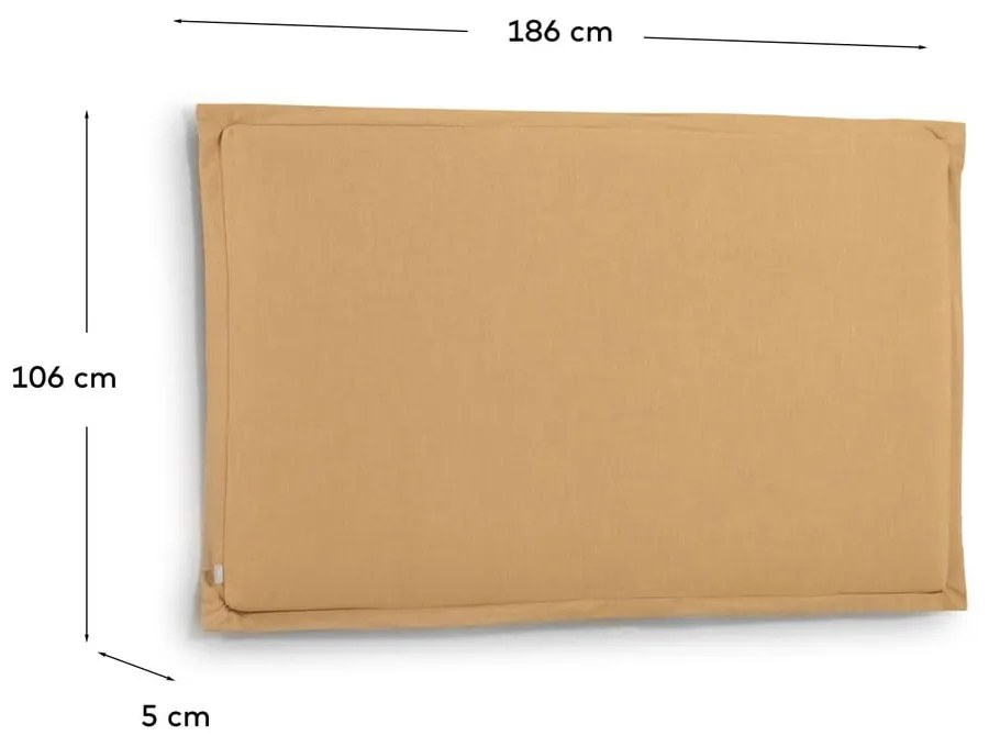 Musztardowy tapicerowany zagłówek 186x106 cm Tanit – Kave Home