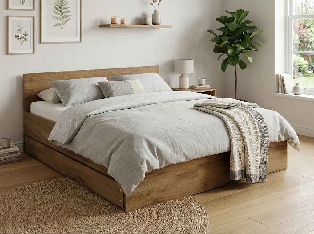 Łóżko ELISA 120 x 200 cm, dąb artisan Stelaż: Ze stelażem listwowym rolowanym, Materac: Materac Coco Maxi 20 cm