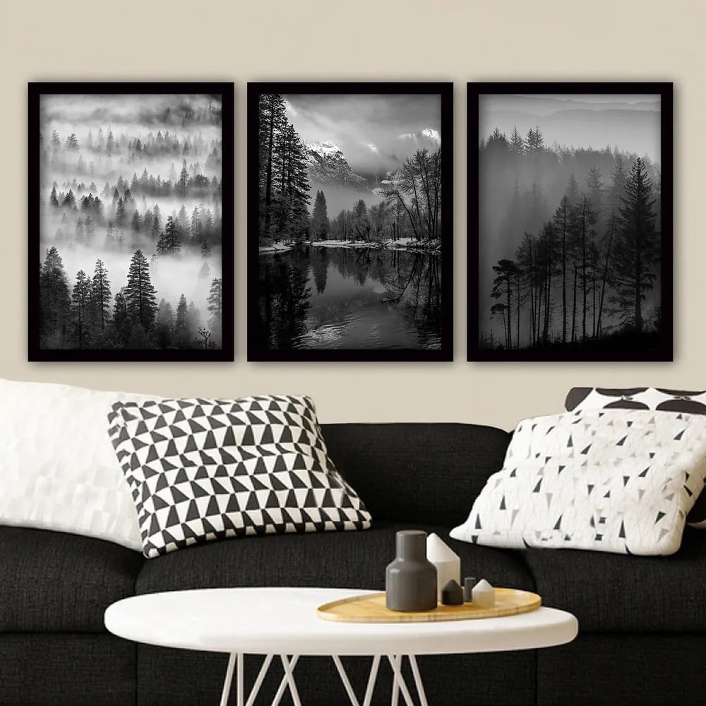 Obrazy zestaw 3 szt. 35x45 cm Black &amp; White – Wallity