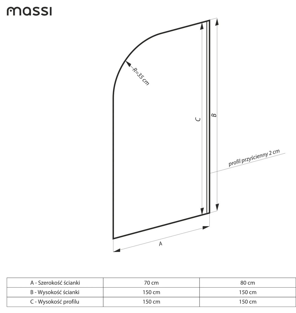 Parawan nawannowy półokrągły MOLIS Moon Green szkło zielone | Różne rozmiary : Kolor profili kabiny - chrom / srebrny, Rozmiar - 80x150 cm