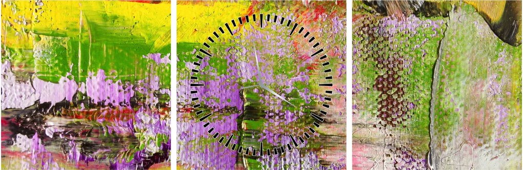 Obraz abstrakcji - malarstwo (z zegarem) (90x30 cm)