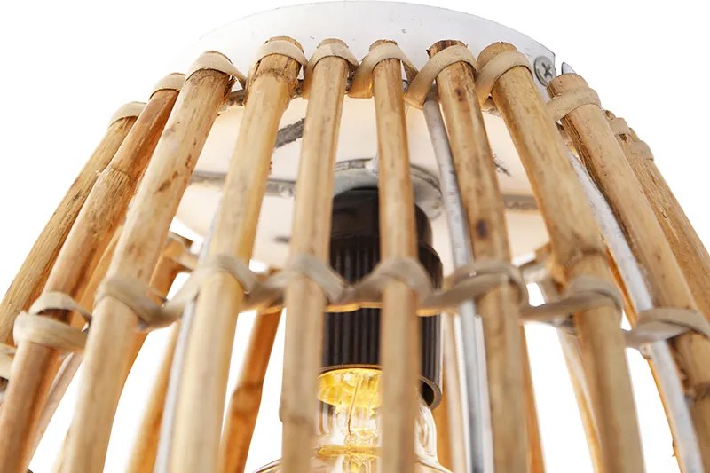 Lampa sufitowa rustykalna bambus i biała - Canna Capsule
