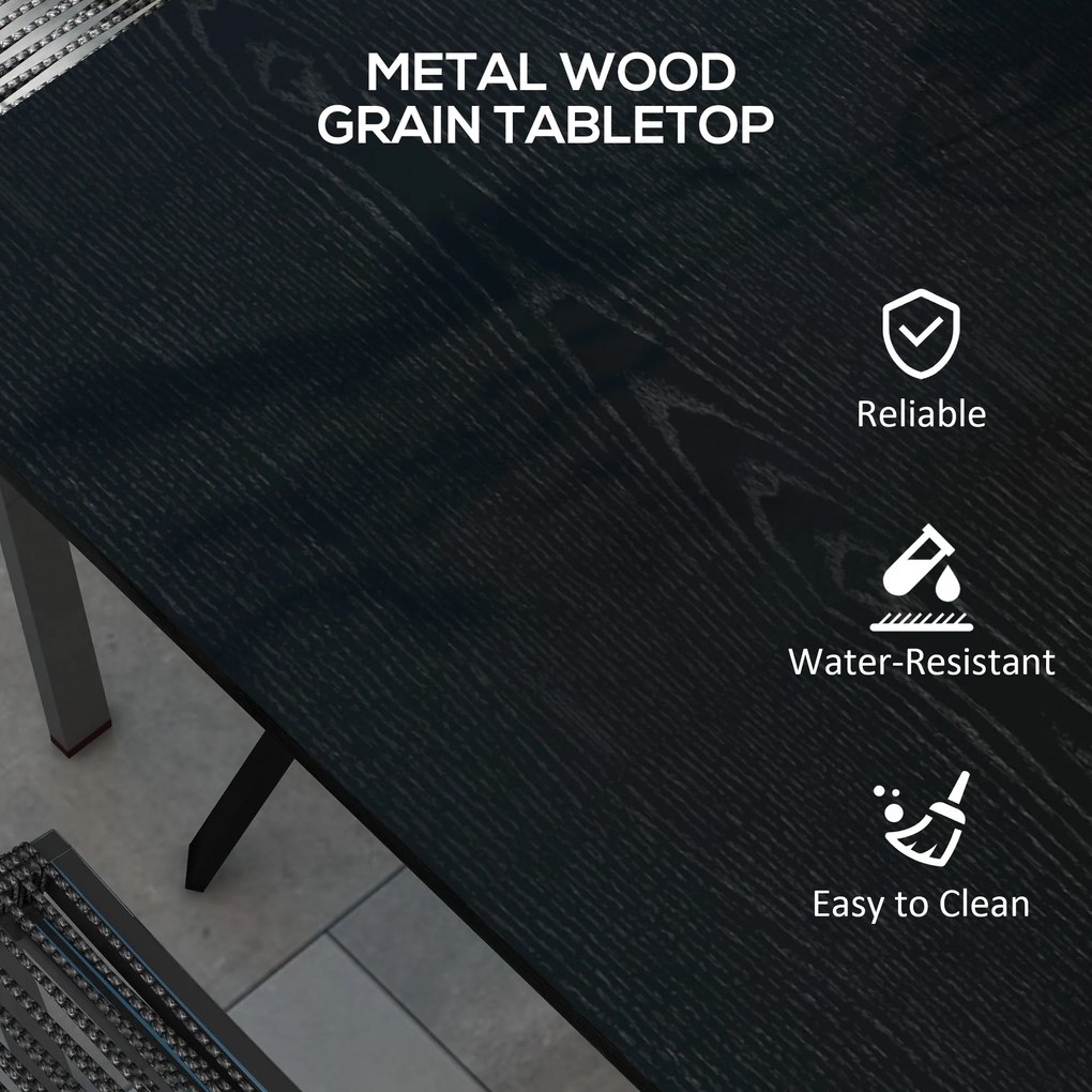 Outsunny Stół zewnętrzny dla 4 osób, wykonany ze stali, 80D x 80S x 72W cm, Czarny