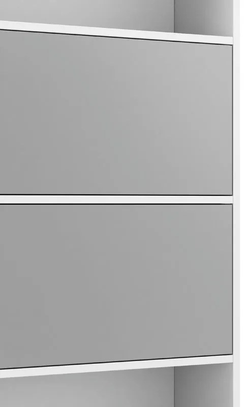 Regał biurowy wysoki LAYERS, 2 schowki, 800 x 400 x 1905, biały / szary