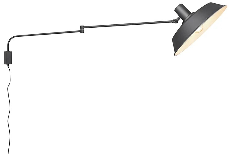Lampa ścienna czarna regulowana z przełącznikiem - Danielle Nowoczesny Oswietlenie wewnetrzne