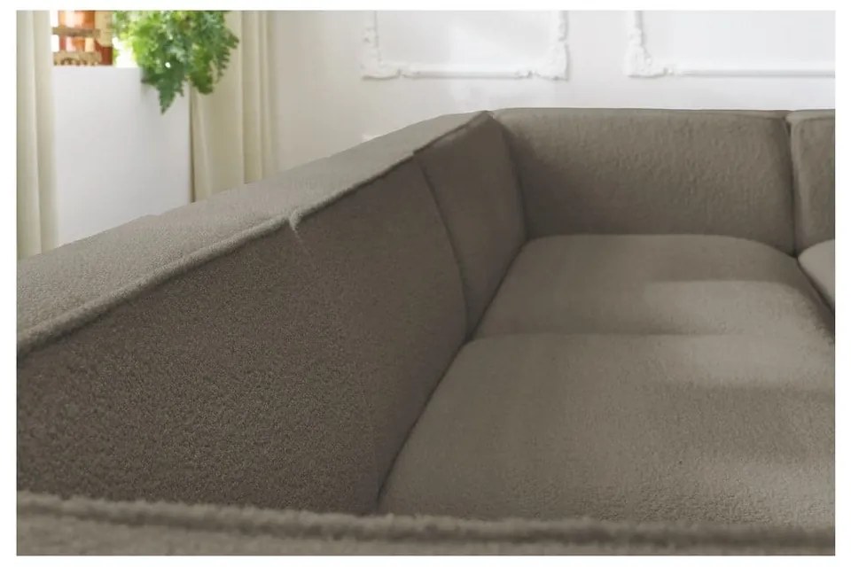 Brązowy narożnik modułowy z materiału bouclé (prawostronny/w kształcie litery U) Megeve – Bobochic Paris