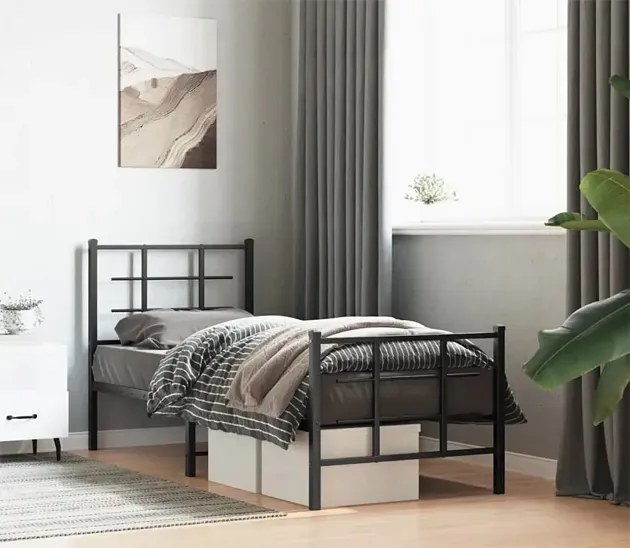 Czarne metalowe łóżko w stylu loftowym 80x200 cm F5-Z55