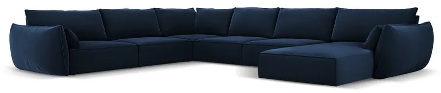 Ciemnoniebieski aksamitny narożnik (lewostronny/w kształcie litery U) Vanda – Mazzini Sofas