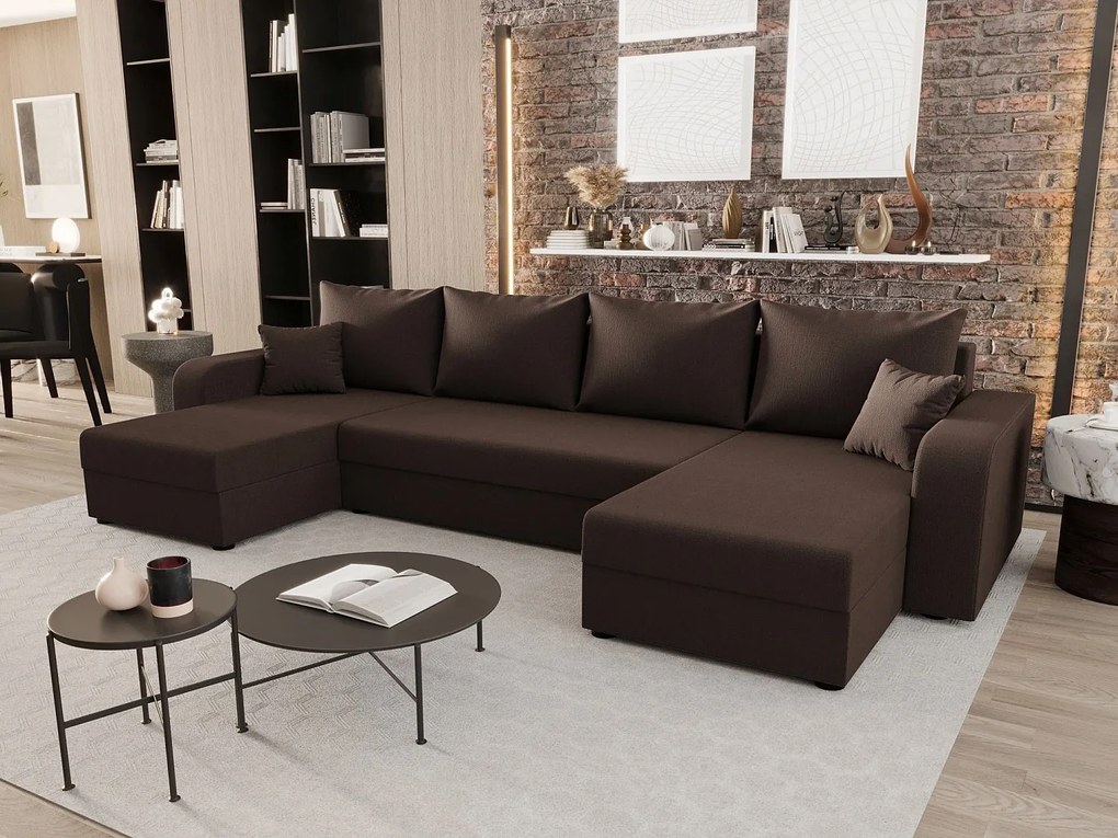 BEDANTE narożnik w kształcie U HEWLET U BIS Cosmic 800 brązowy z funkcją spania sofa w kształcie litery U z pojemnikiem na pościel