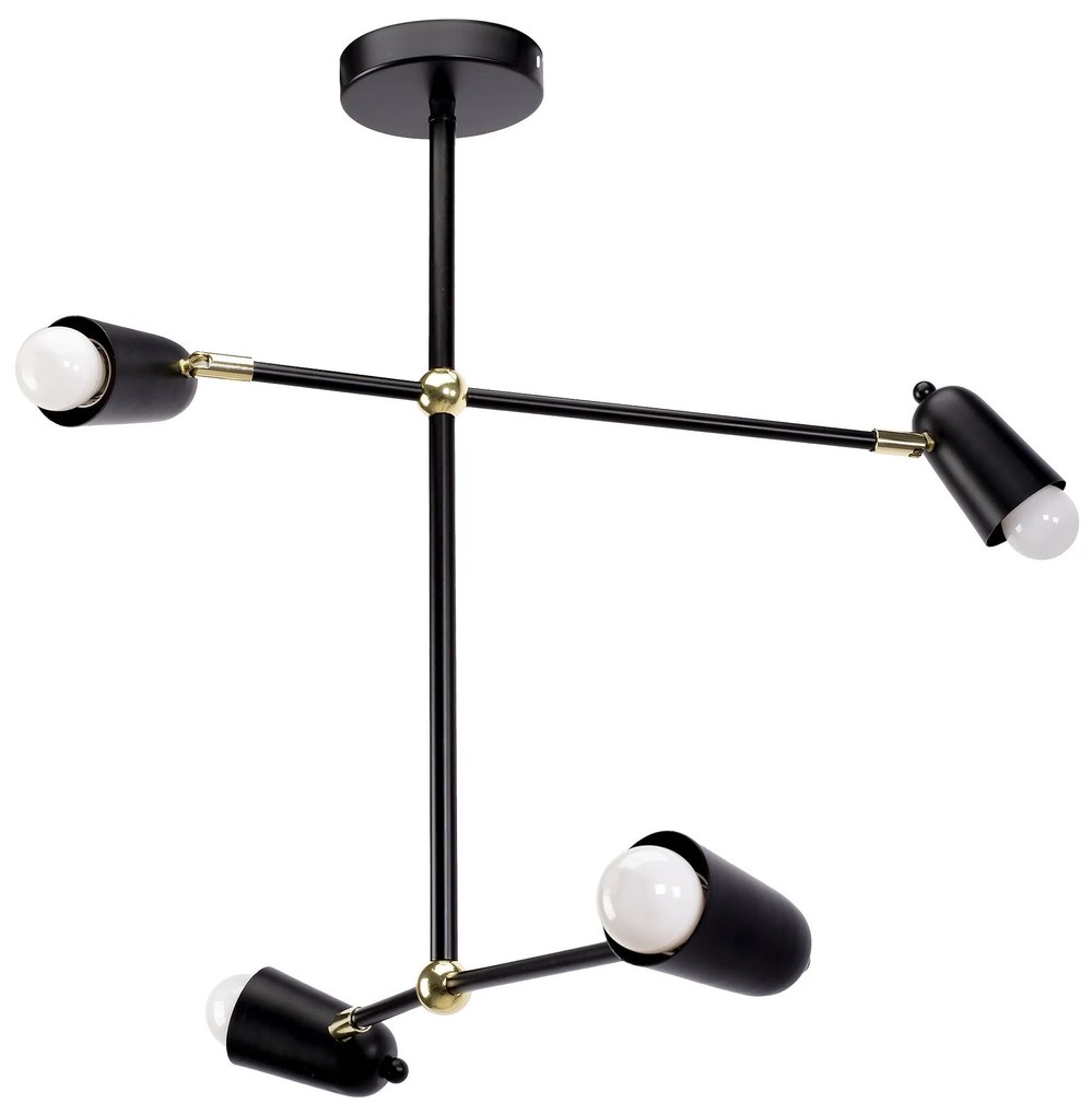 Lampa wisząca 4-ramienna APP1708-4CP CZARNA + ZŁOTO