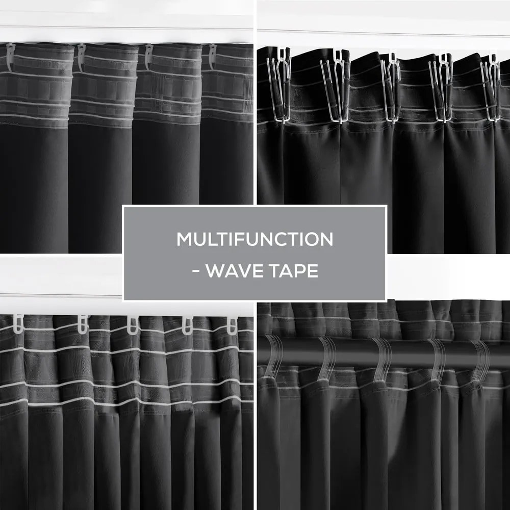 Czarna zaciemniająca zasłona termiczna 140x270 cm Pleat – Restilo