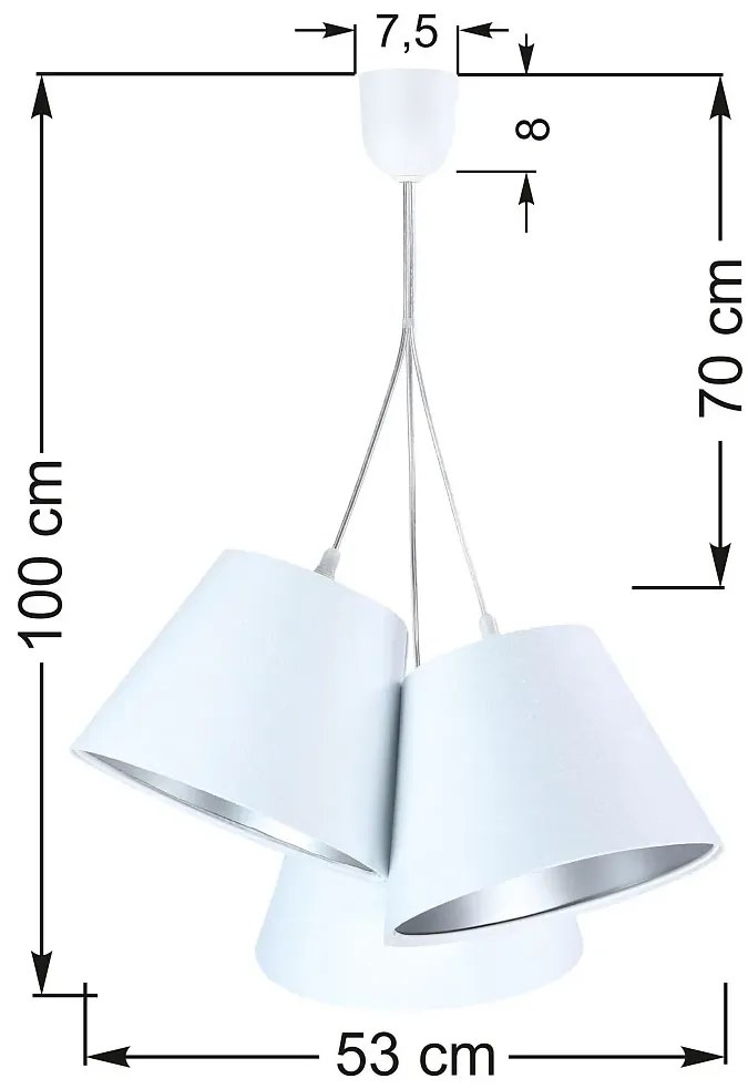 Biało-srebrna potrójna lampa wisząca - EXX67 Norsa