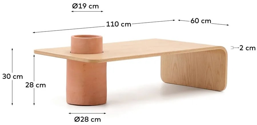Okrągły stolik w dekorze jesionu w naturalnym kolorze 60x110 cm Olaria – Kave Home