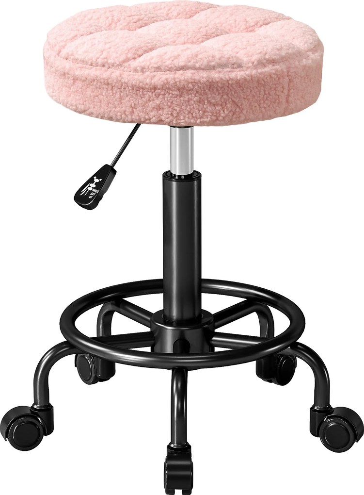 HOMCOM Regulowany hoker obrotowy 50-66 cm 360° obrotowy Ø50 x 50-66 cm Różowy