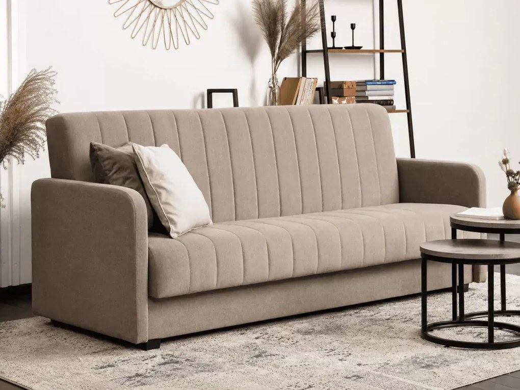 Sofa Okabiz 2-osobowa z funkcją spania, pojemnikiem i eleganckim designem