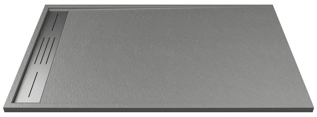 Brodzik posadzkowy lub wpuszczany w posadzkę z żywicy - Szary - 140 x 90 cm - LYROSA
