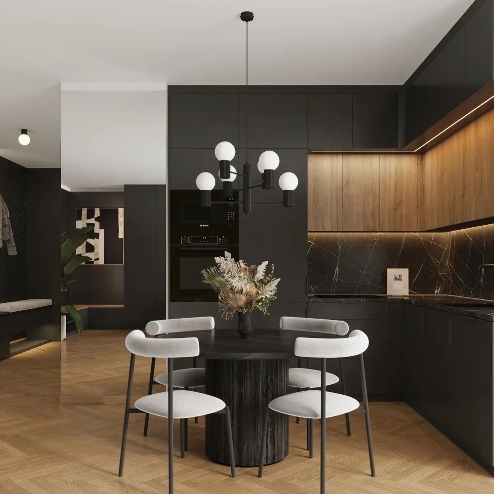 Czarna lampa wisząca ze szklanym kloszem Orbital – Sollux