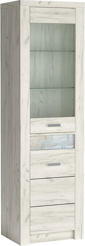 Witryna ZERI 192 x 56 cm, Stojąca witryna do Salonu, Dąb biały