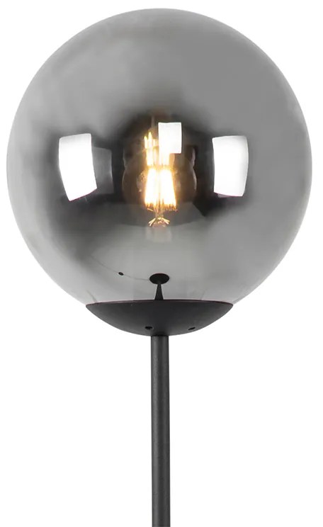 Lampa podłogowa art deco czarna przydymione szkło - Pallon ArtDeco Oswietlenie wewnetrzne