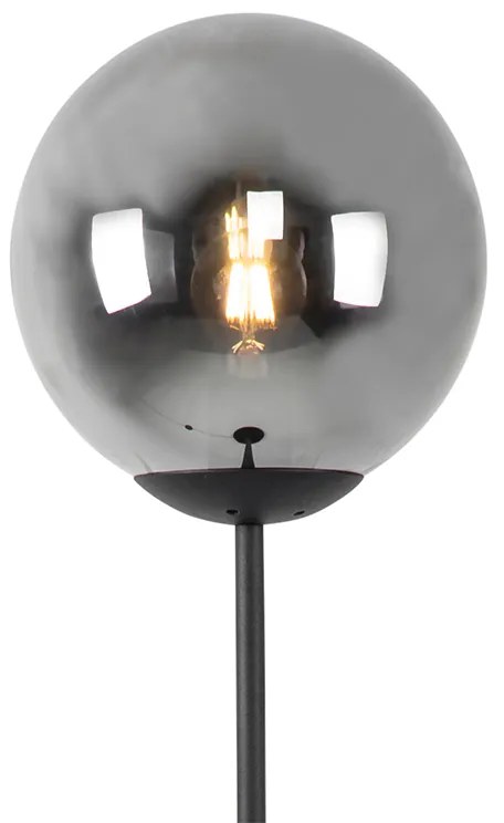 Lampa podłogowa art deco czarna z przydymionym szkłem - Pallon ArtDeco Oswietlenie wewnetrzne
