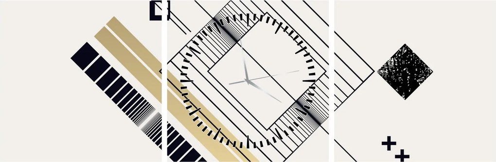 Obraz - Kształty geometryczne N⁰6 (z zegarem) (90x30 cm)