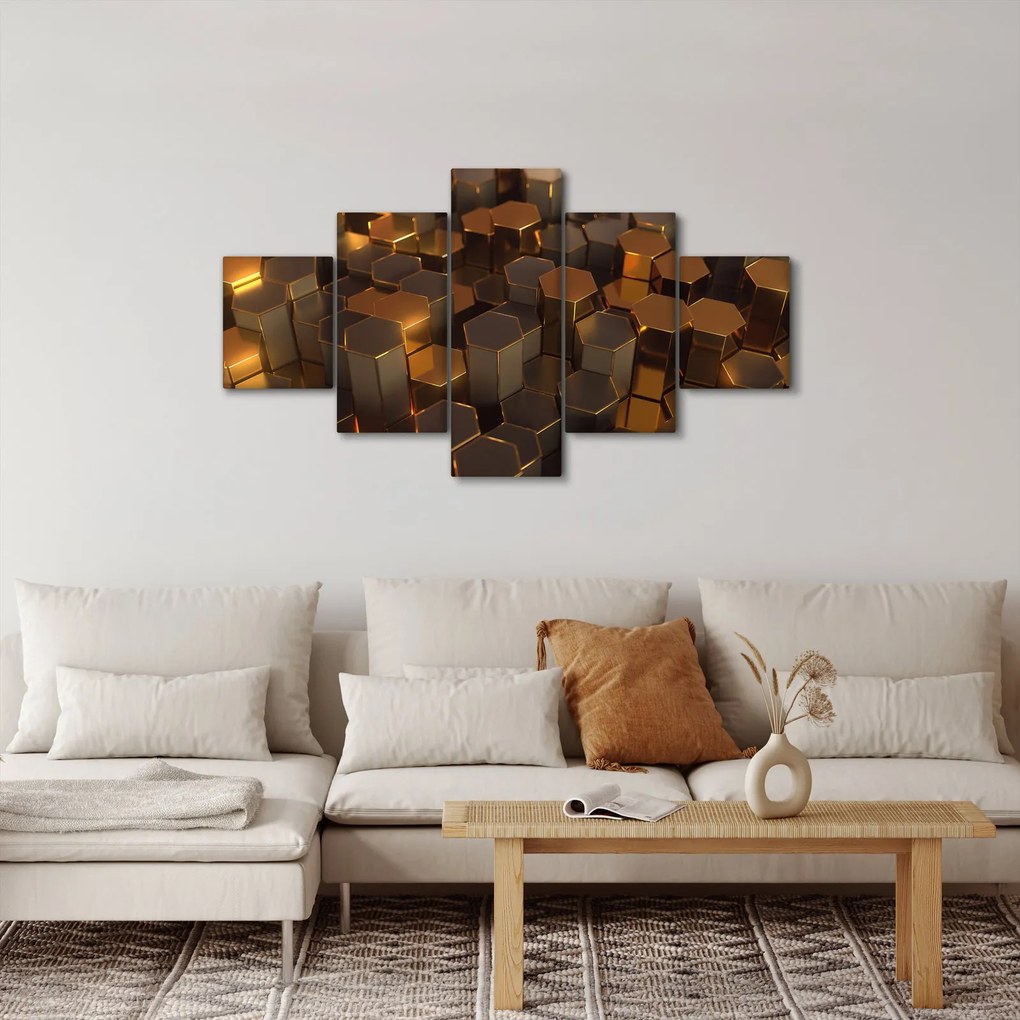 Obraz - Sześciokąty z brązu (125x70 cm)