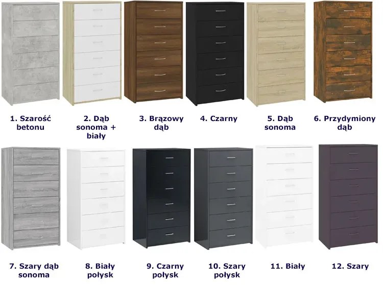 Praktyczna komoda na ubrania do sypialni szary dąb sonoma P2-G49