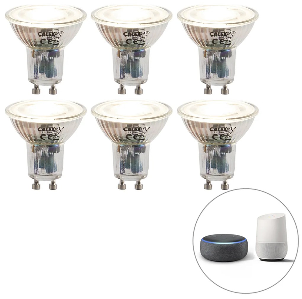 Zestaw 6 inteligentnych żarówek LED GU10 z możliwością ściemniania 5W 345lm 2200-4000K