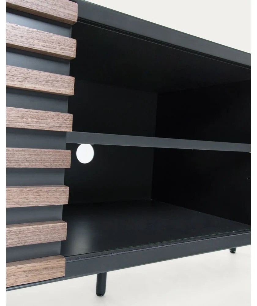 Czarna szafka pod TV w dekorze orzecha 162x58x45 cm Kesia – Kave Home
