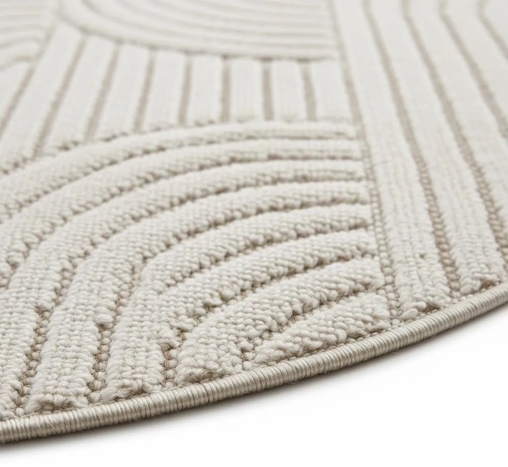 Dywan nowoczesny 3D Helix Geometria kremowy 160 cm x 160 cm koło