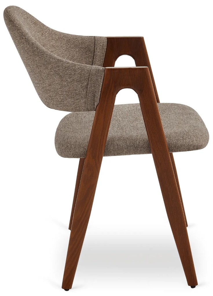 Krzesło Tapicerowane do Salonu RUIZ Beżowe/Orzech Nowoczesne Loft