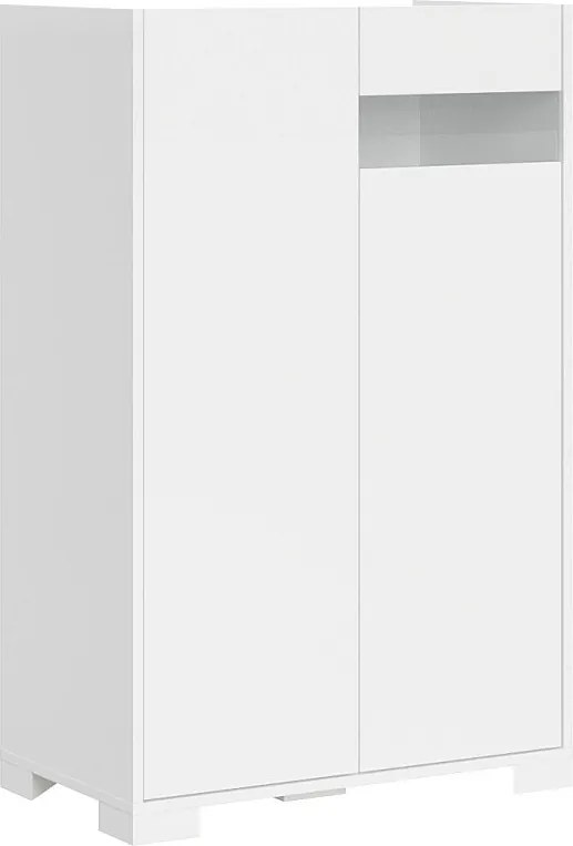 Wysoka komoda z 2 drzwiami Riflesso 70x35x110 cm, biały połysk