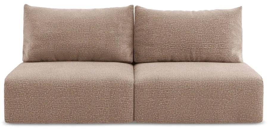 Jasnobrązowa rozkładana/ze schowkiem sofa 216 cm Kalena – Makamii