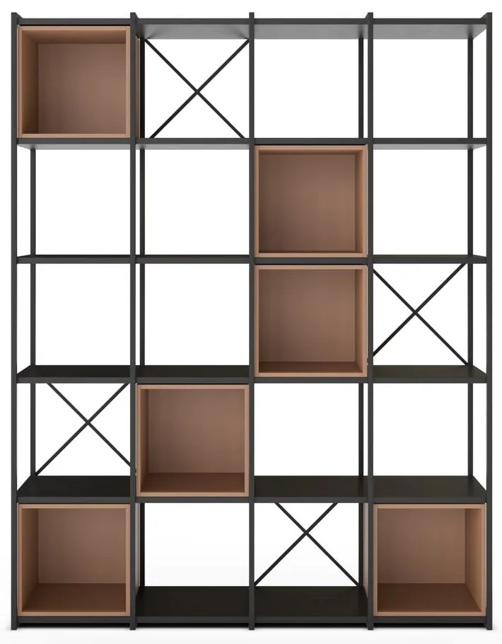 Czarno-ceglasty regał 140x179 cm Anya – Marckeric