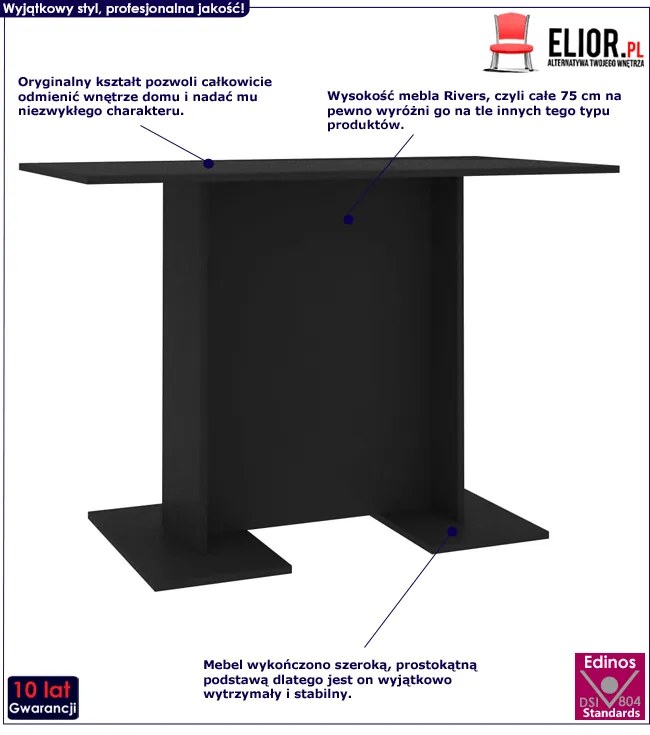 Czarny stół minimalistyczny A0-M81