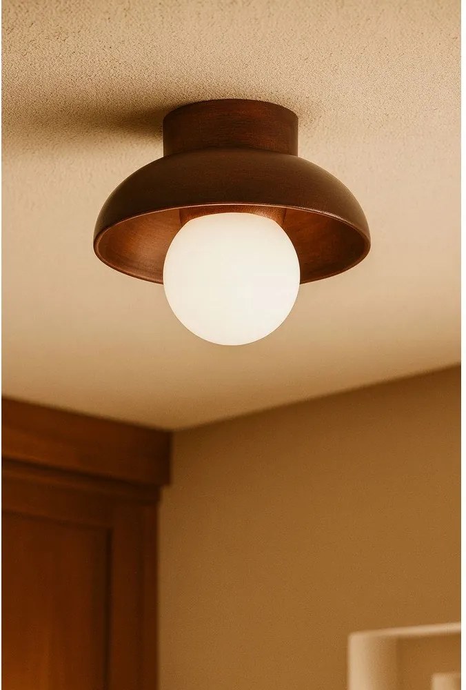 Brązowa lampa sufitowa ze szklanym kloszem ø 24 cm Elsa – Opviq lights