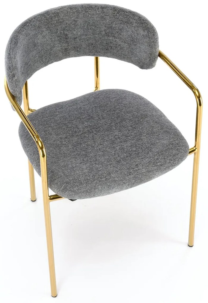 Krzesło Jadalniane Popielaty, K537 Tkanina RAVEN, Złoty Chrom, Glamour