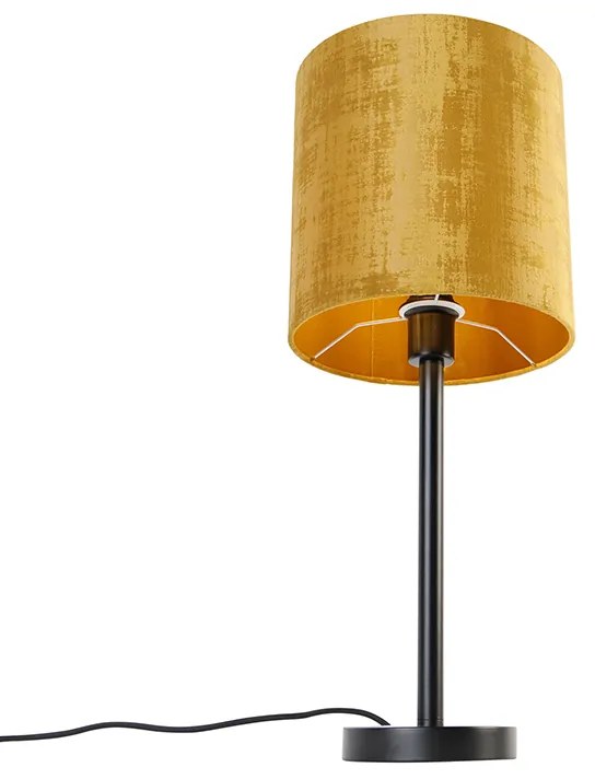 Nowoczesna lampa stołowa czarna zzłotym kloszem 25 cm - Simplo Nowoczesny Oswietlenie wewnetrzne
