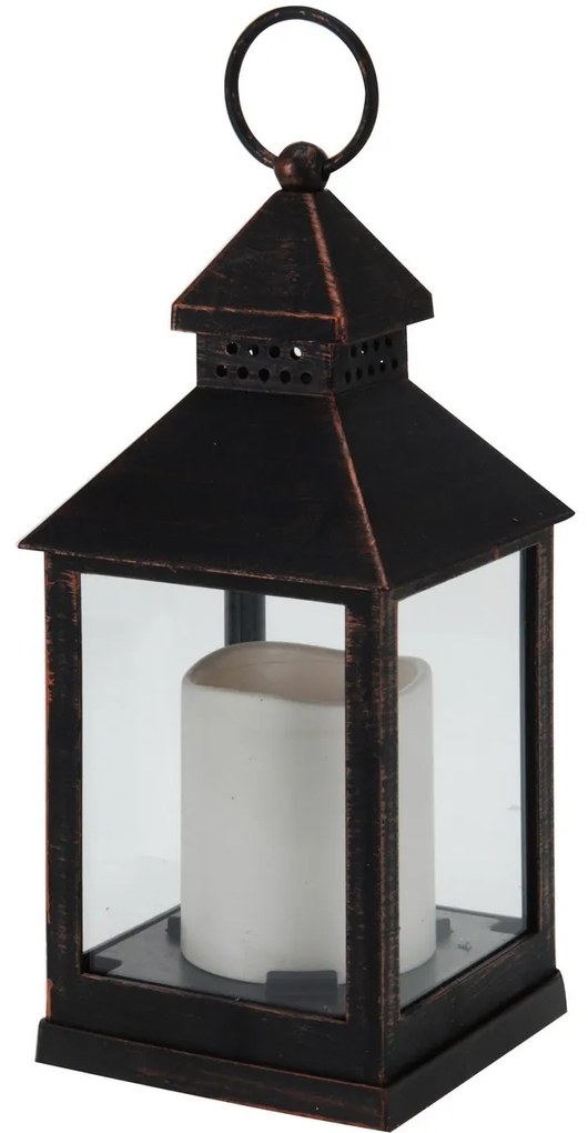 Latarenka z świeczką LED brown, 23 cm