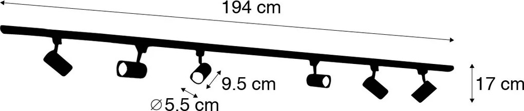 Inteligentny system oświetlenia szynowego z 6 reflektorami białymi, jednofazowy, 200 cm - Iconic Jeana