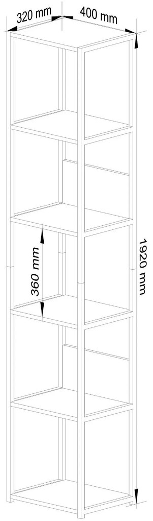 Industrialny czarny regał z 6 półkami - Svein 3X