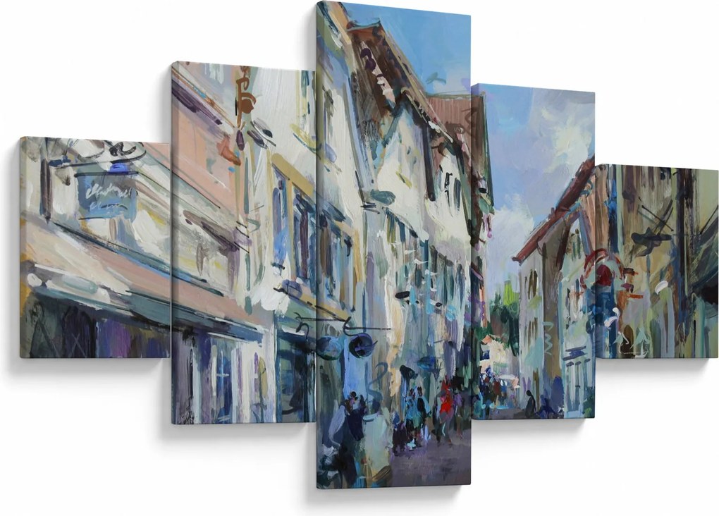Obraz - Aleja starego miasta, malarstwo akrylowe (125x70 cm)