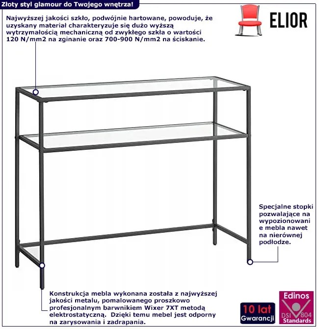 Czarna szklana konsola z półką A4-W83