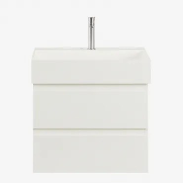 Zestaw Wiszących Mebli Łazienkowych Z Drewna I Forniru Jesionowego Zintegrowany Z Umywalką Ona - Sklum