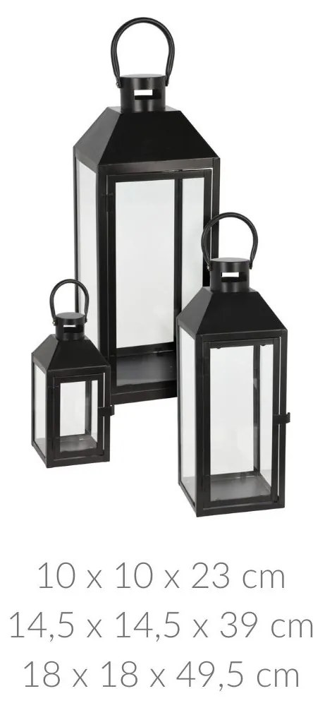 Zestaw metalowych lampionów dekoracyjnych, 3 rozmiary w komplecie