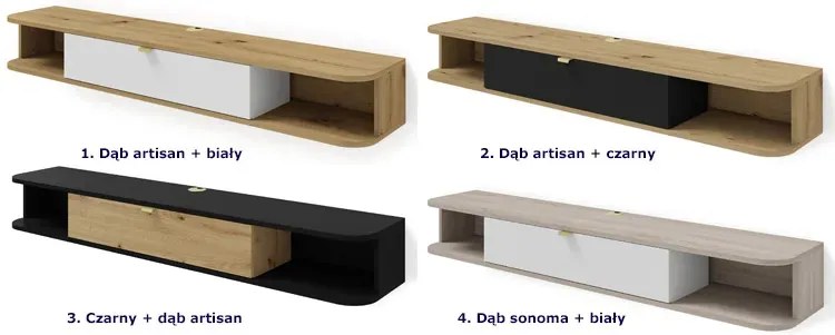 Wisząca szafka pod TV dąb sonoma + biały - Calmero