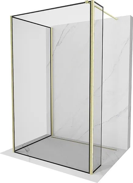 Mexen Kioto ścianka prysznicowa Walk-in 110 x 80 x 30 cm, czarna ramka, złota szczotkowana - 800-110-080-221-55-70-030