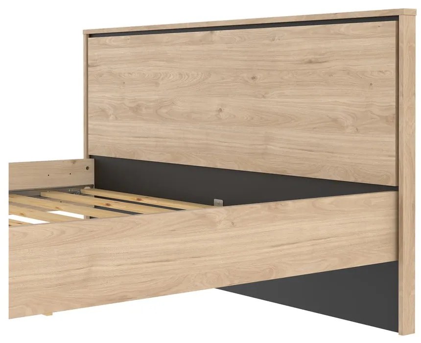 Łóżko dwuosobowe w dekorze dębu ze stelażem 160x200 cm w naturalnym kolorze Ry – Tvilum