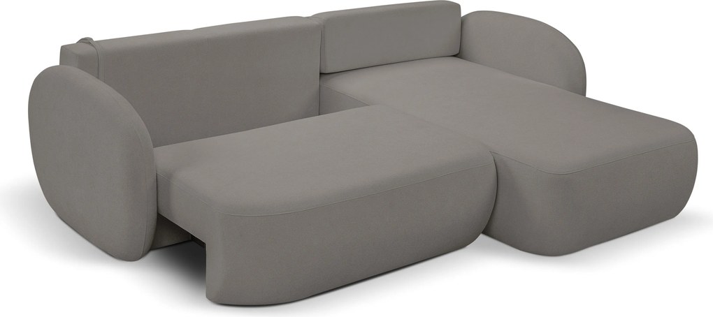 Masseno Narożnik AMICO z funkcją spania i pojemnikiem na pościel Narozniki L, Rozkładana sofa - Szary, SICURO 75