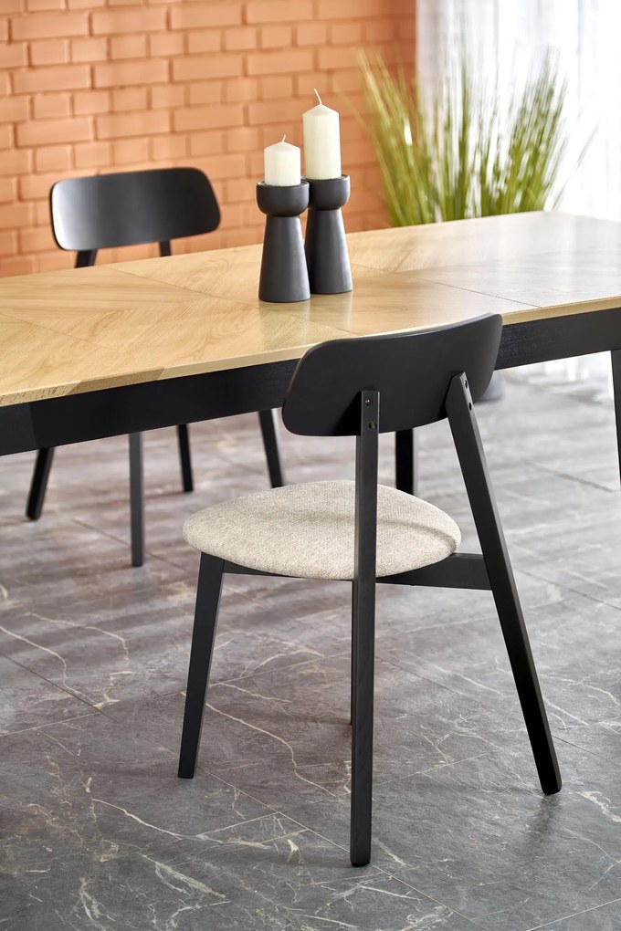 EDMONDO stół rozkładany 160-240/90/75/140 cm dąb naturalny / czarny loft boho 6/8 osobowy